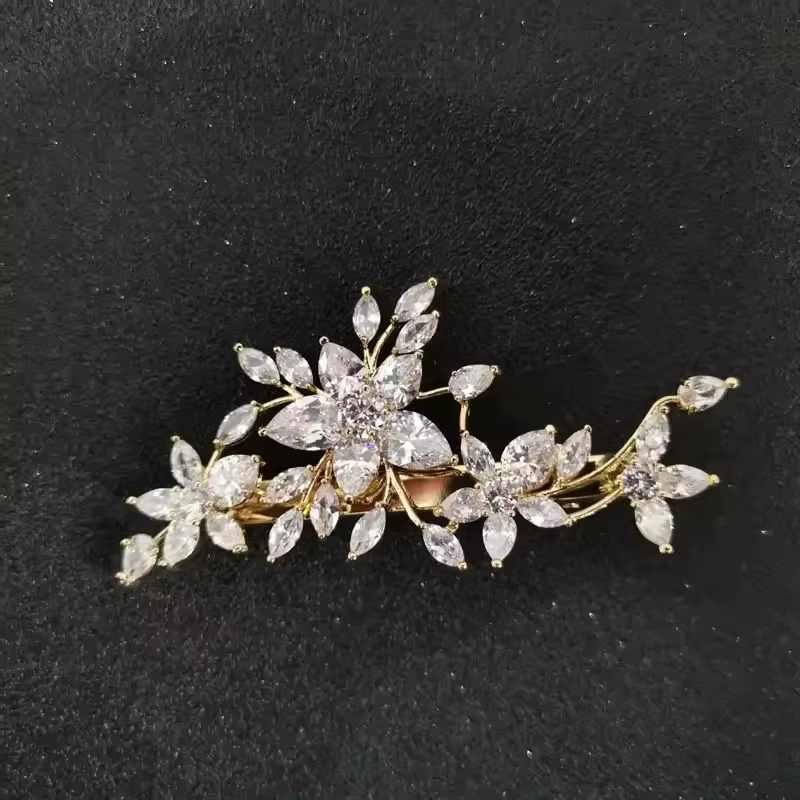 SLBRIDAL – Barrettes à cheveux en zircone cubique transparente, pince à cheveux pour mariage, couvre