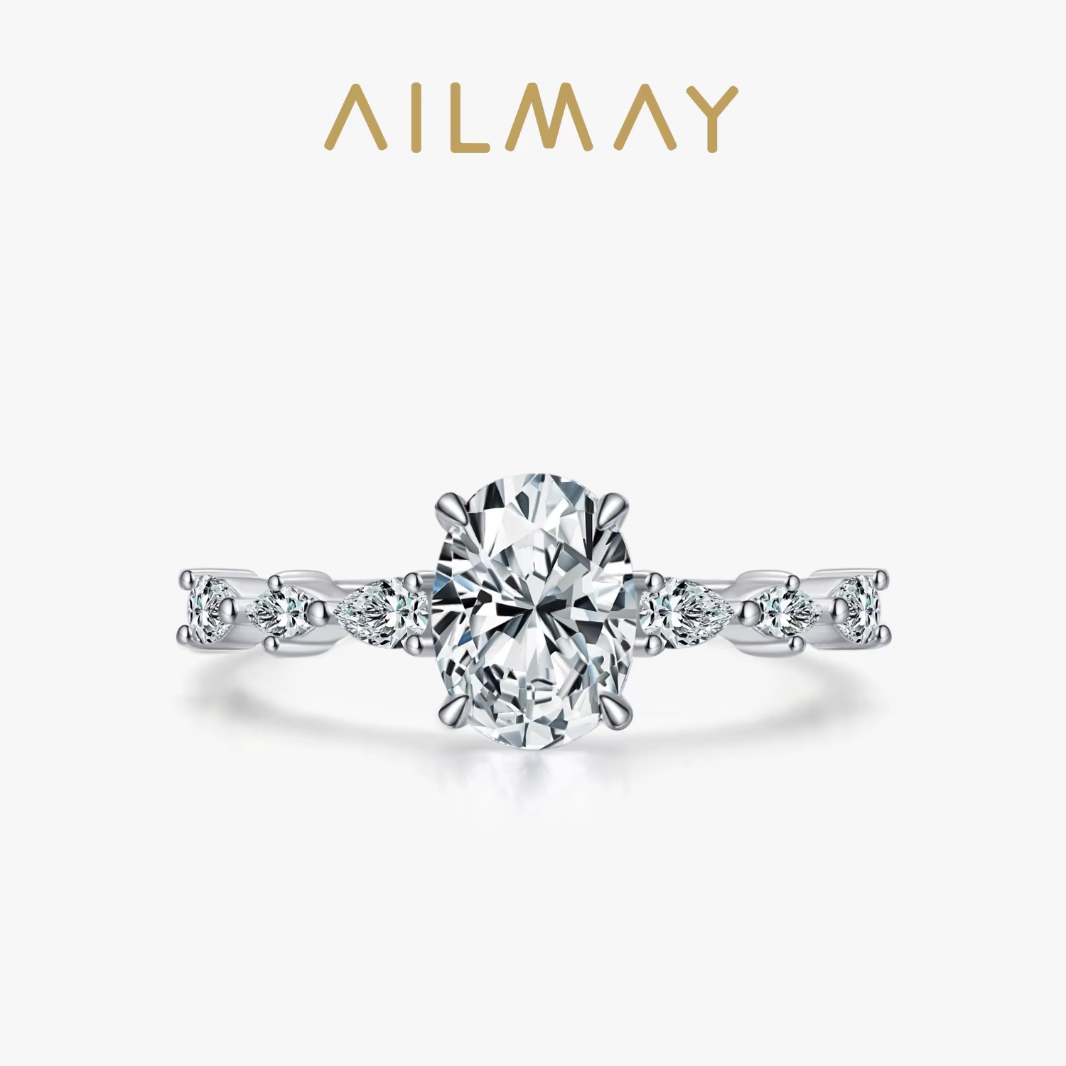 Ailmay véritable 925 en argent Sterling mode ovale de qualité supérieure AAAAA zircone bague de fian