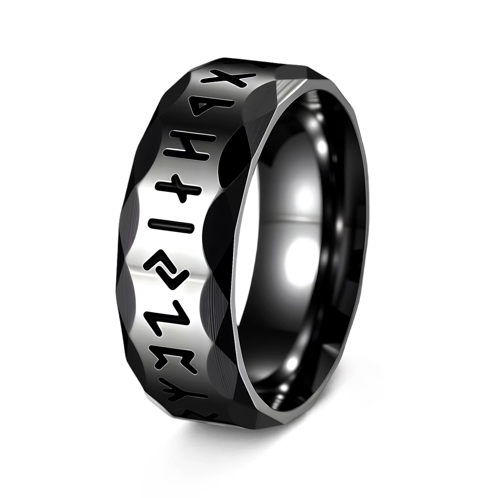 Bague Rune Viking rétro pour hommes et femmes, en acier inoxydable 316L, avec lettres Odin, amulette