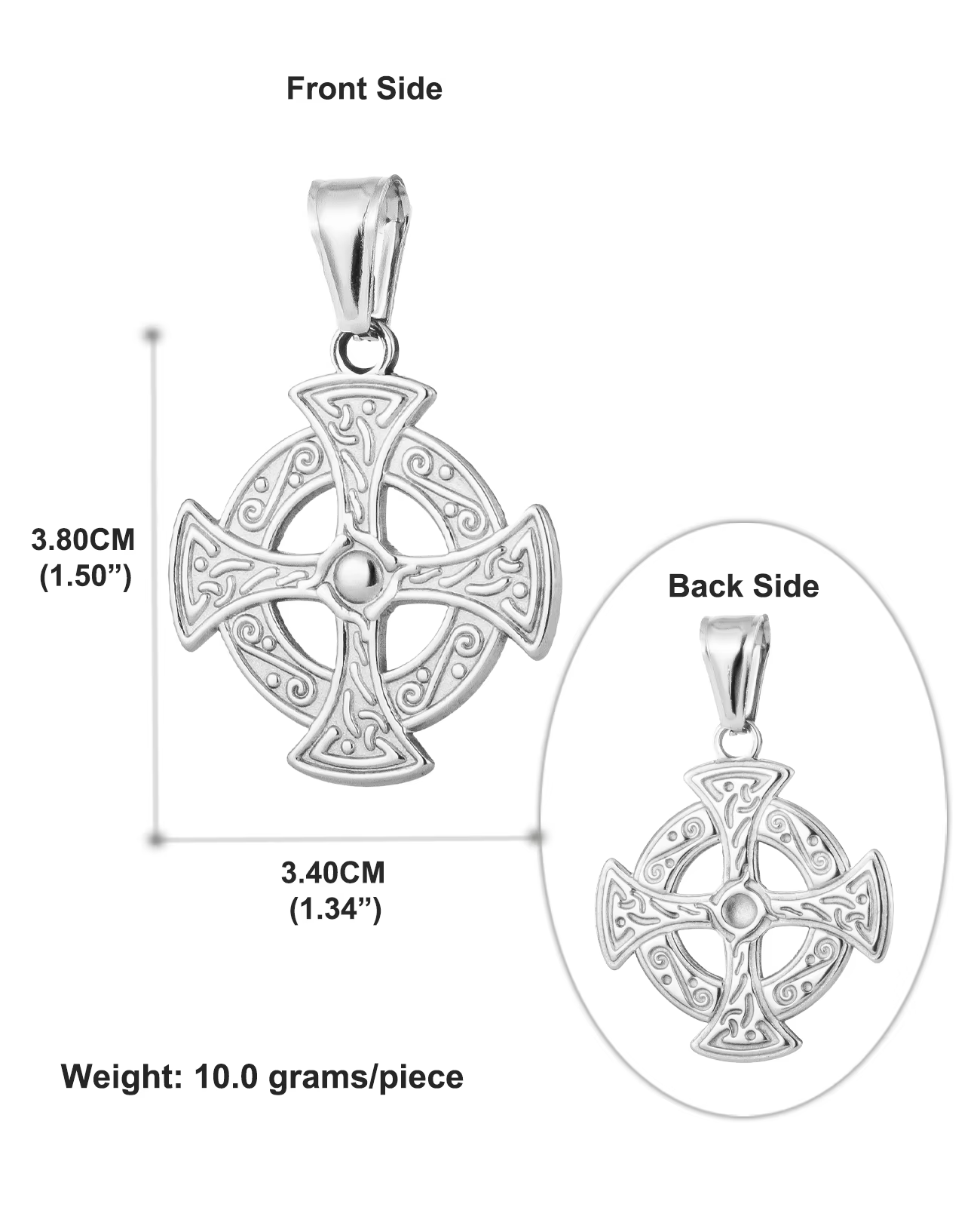 Pendentif croix celtique en acier inoxydable, nœud celtique chrétien, amulette irlandaise, bijoux po