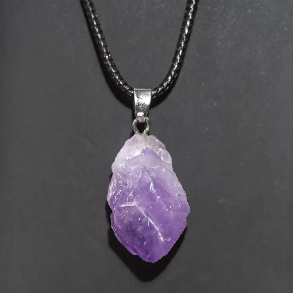 Améthyste naturelle irrégulière pierre brute pendentif clavicule Quartz Transparent dame mode bijoux
