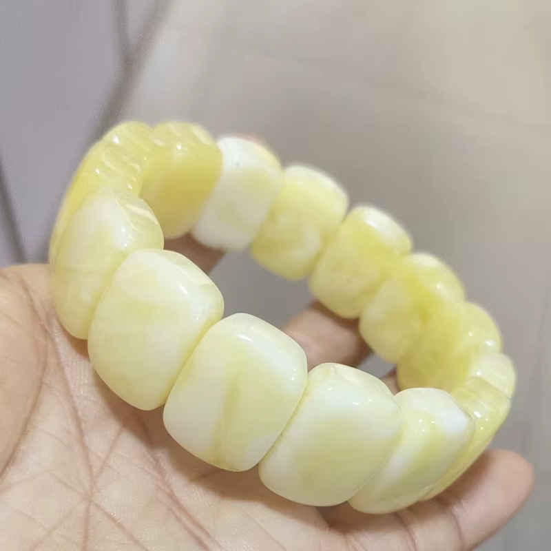 Bracelet large élastique en ambre de la Baltique naturel pour hommes et femmes, bracelet en pierre p