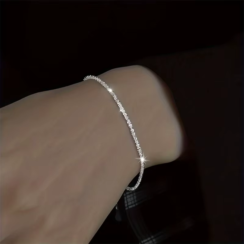 Ensemble de bijoux plaqué argent brillant pour femme, collier de clavicule, bracelet JONecklace, acc