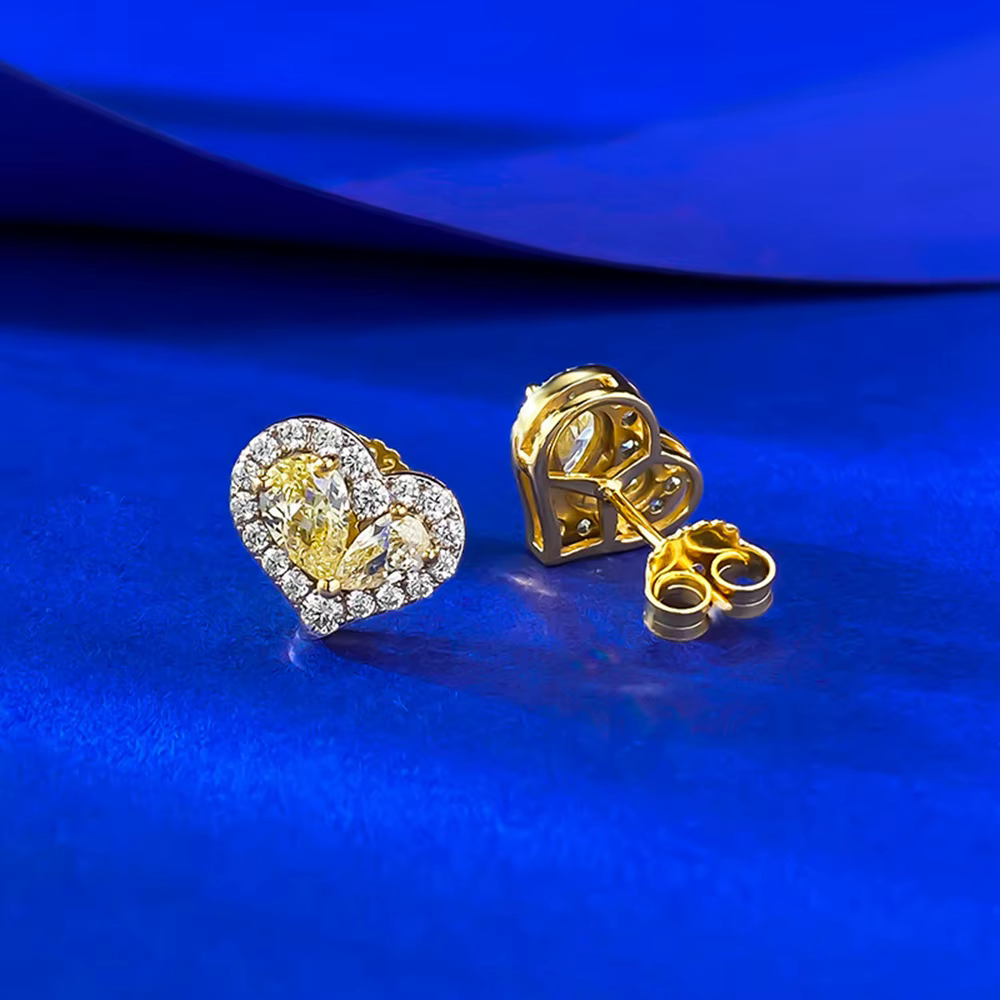 Vinregem – boucles d'oreilles en argent sterling 925, pierre précieuse en citrine, diamant à haute t