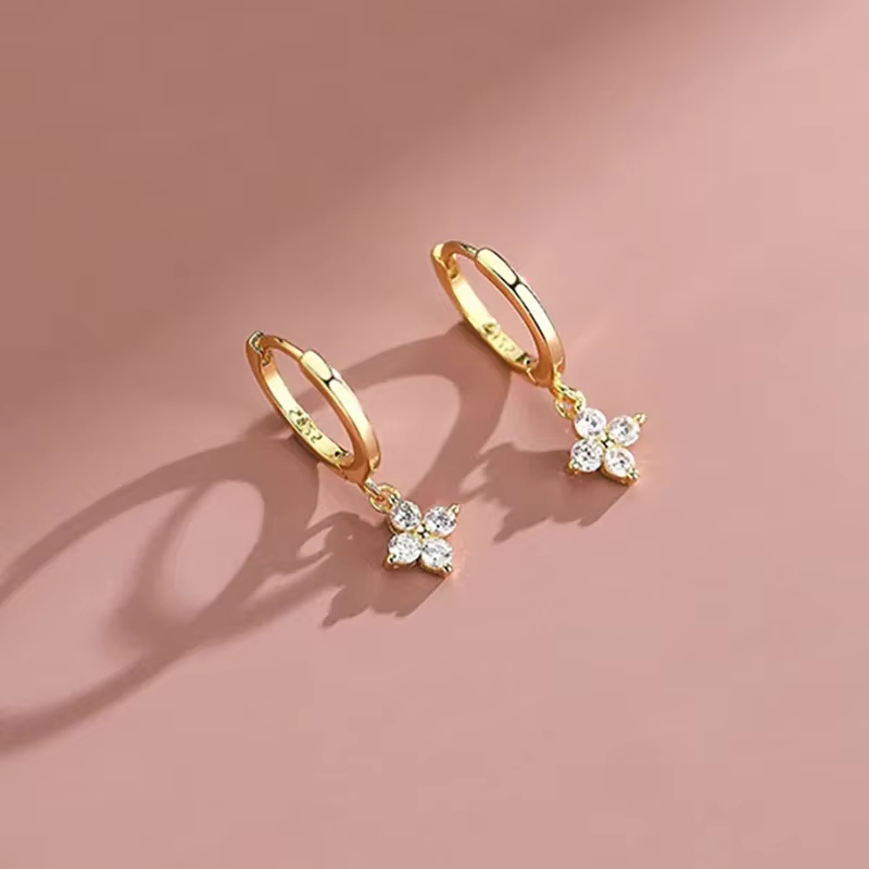 Boucles d'oreilles créoles trèfle en argent sterling 925, élégantes et tendance, pour mariage, fête,