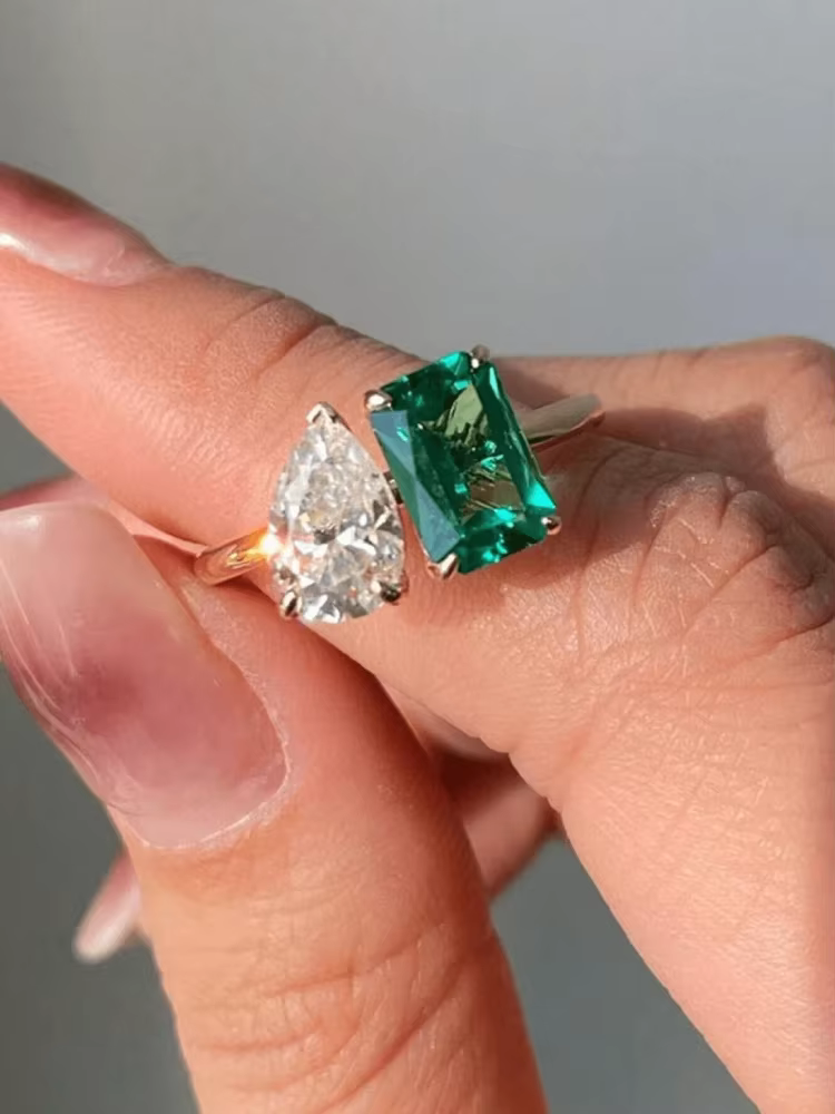 Bague carrée en argent Sterling 925 pour femmes, anneau en Zircon scintillant, goutte d'eau, fiançai
