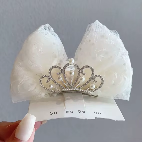 Pince à cheveux couronne style coréen pour fille, pince à cheveux princesse rose pour anniversaire,