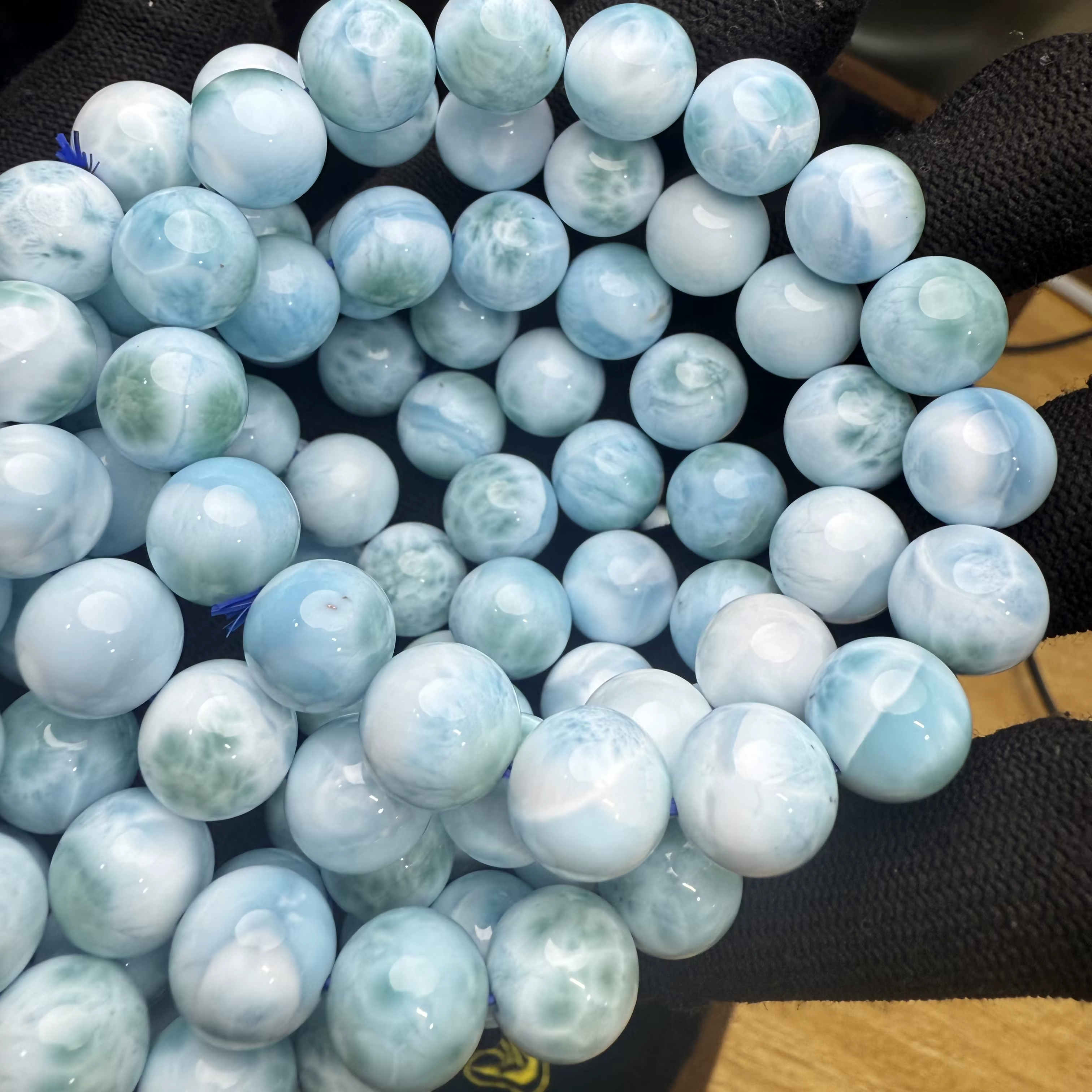Meihan 4A Larimar dominicaine pierre précieuse ronde lisse perles en vrac pierre minérale naturelle 
