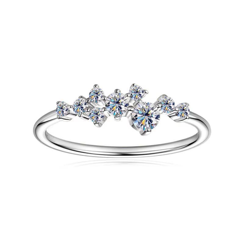 Bague en Moissanite pour femmes, étoile du ciel complet, 0.3 carat, couleur D, 100% argent Sterling 