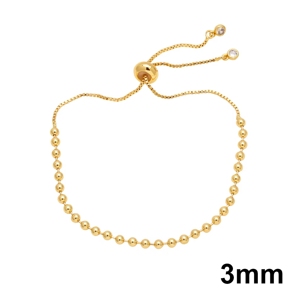 OCESRIO 3/4/6/8mm perles de cuivre Bracelet chaîne en laiton plaqué or fait à la main bijoux à brico