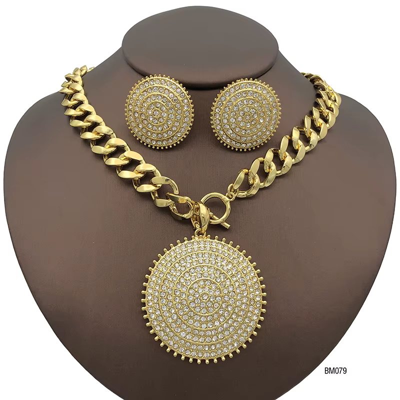 Ensemble collier et boucles d'oreilles ronds en biscuits italien pour femmes, cadeaux de fête de mar