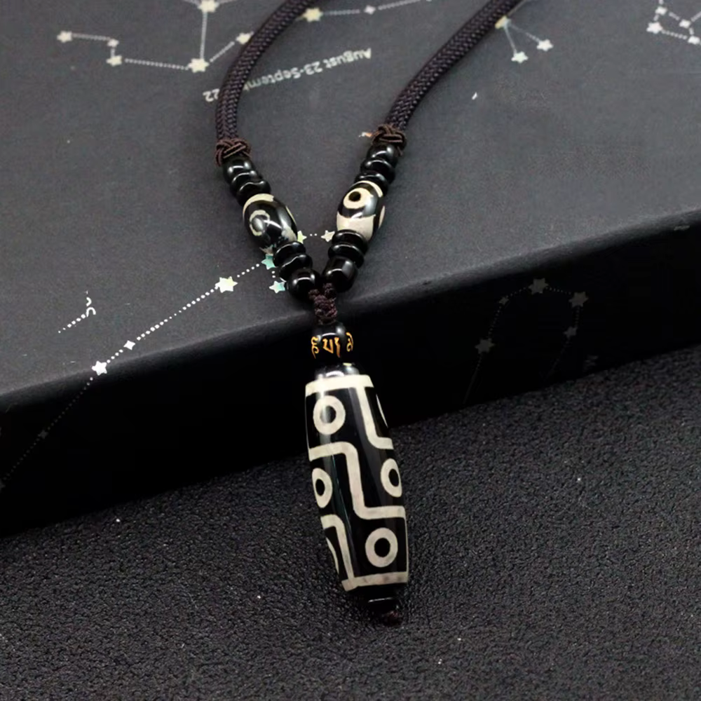 Bijoux de guérison Agate naturelle, collier Dzi à neuf yeux, Style ethnique tibétain, pendentif Dzi,