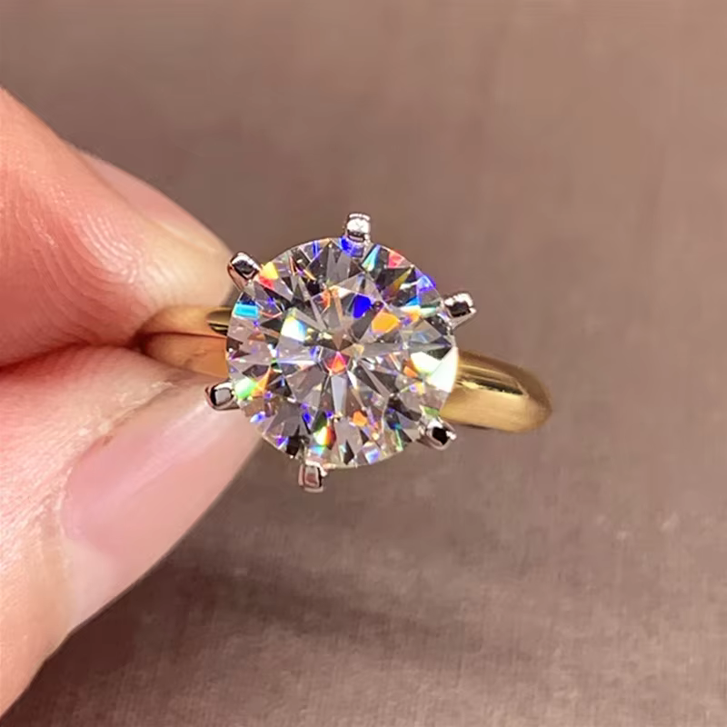 Bague Moissanite en or jaune avec certificat pour femme, bague en diamant 3ct, argent 925, fiançaill