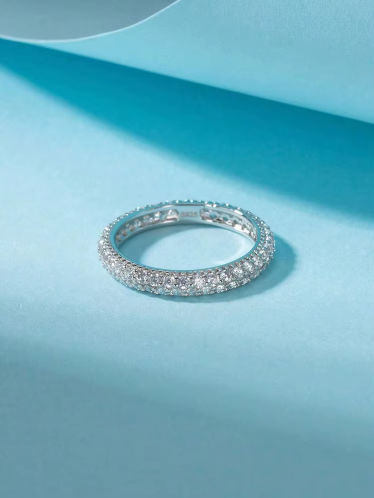Bague en argent Sterling 925 pour femmes, magnifique bague en Zircon Double couche scintillante, fia