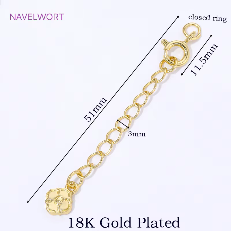 Chaînes d'extension plaquées or 18 carats pour la fabrication de bijoux, chaîne de queue étendue ave