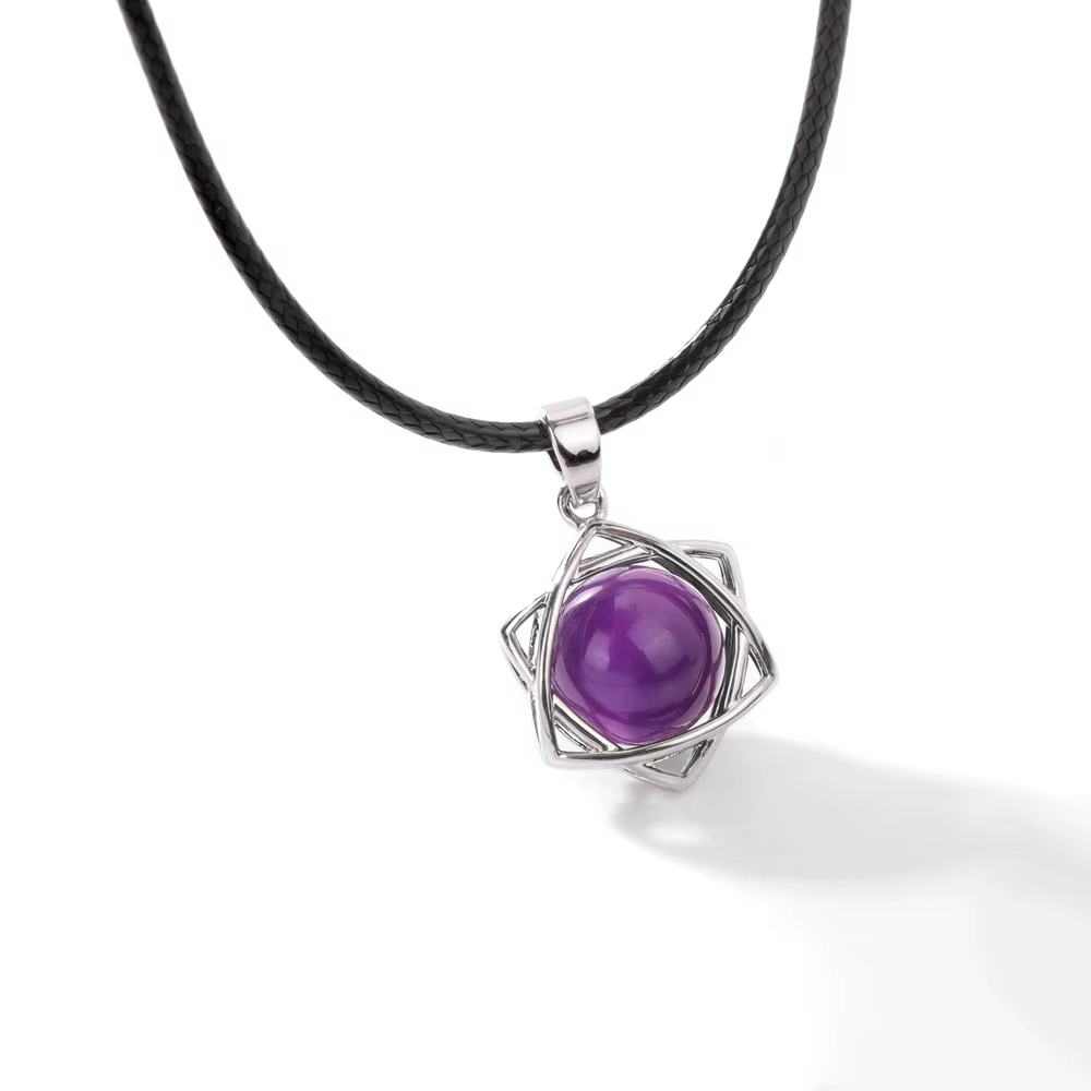 Collier pendentif en pierre naturelle Alanding Yst pour hommes et femmes, hexagramme creux, étoile, 