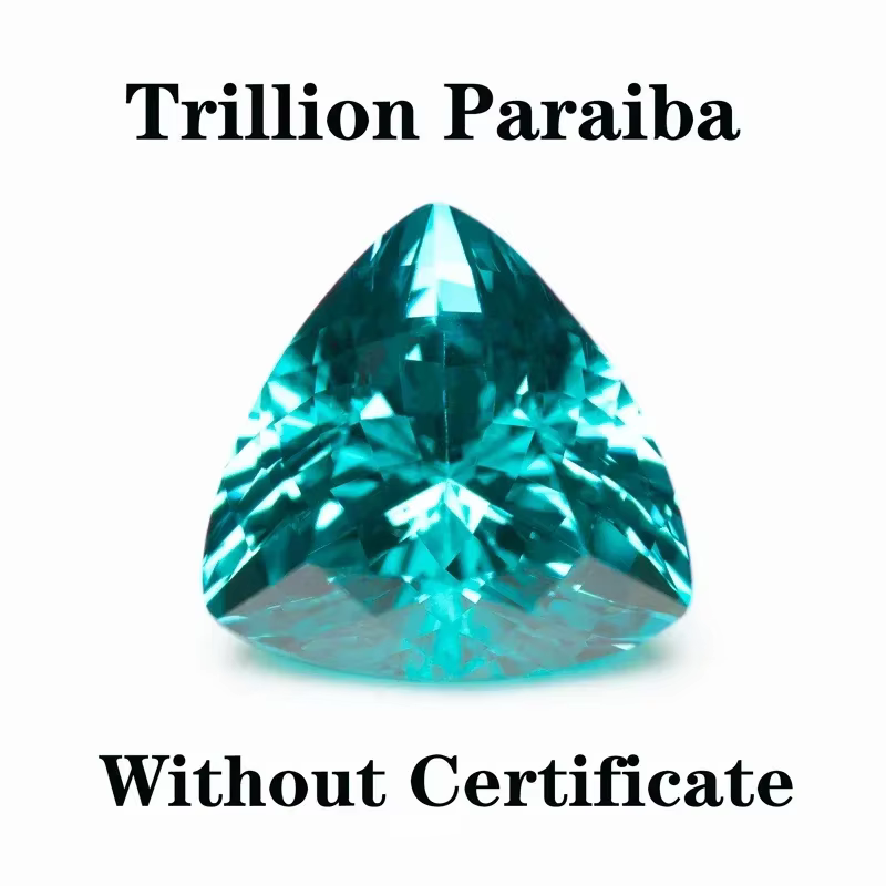 Saphir Paraiba de laboratoire de qualité supérieure, taille triangle et triligne, pour la création d