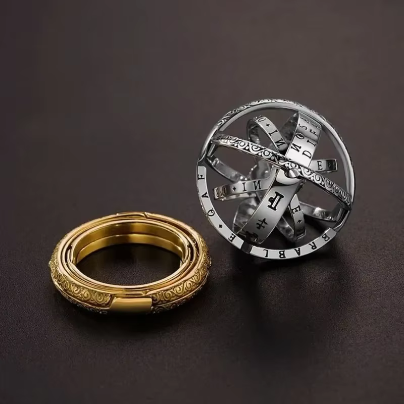 Bague astronomique, sphère d'astronomie, bagues vintage, bijoux d'astronomie, bagues de bijoux du zo