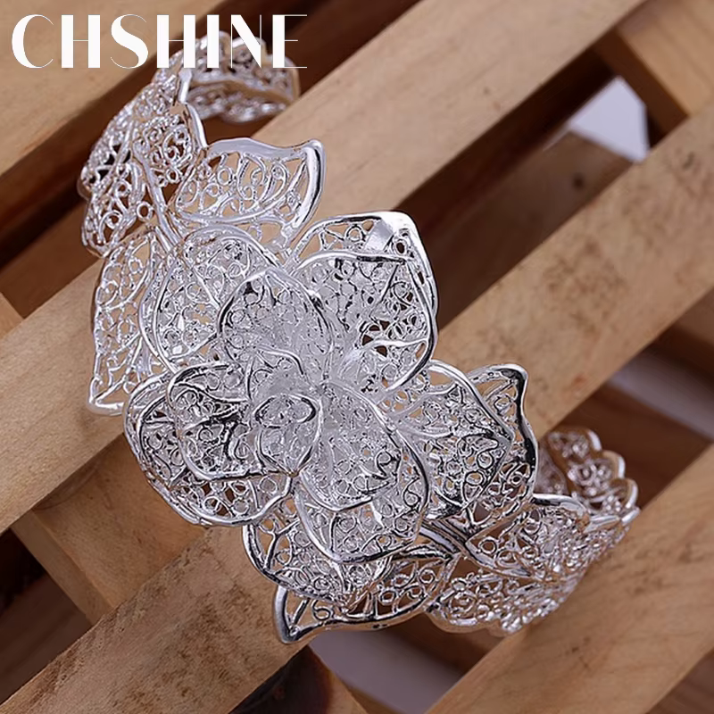 925 bijoux en argent Sterling bracelet bijoux de fiançailles chauds exquis rétro charme creux grande