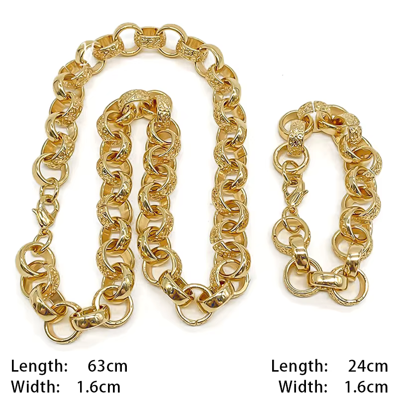 Chaîne longue Hip Hop dorée pour homme, collier ras du cou de qualité supérieure, ensemble de bijoux