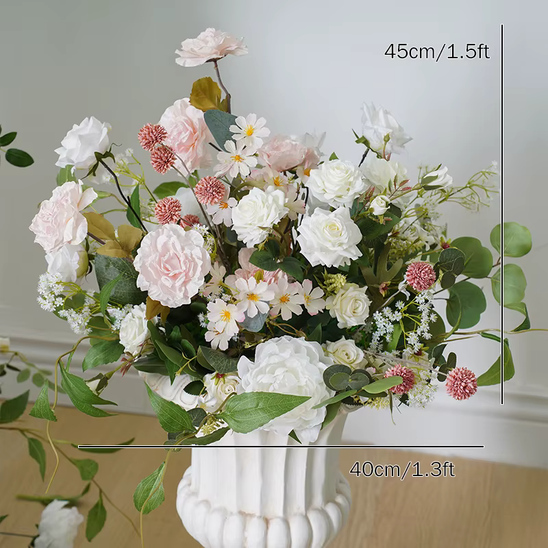 Support d'arrière-plan pour réception de mariage, Arrangement de décoration, rangée florale, feuille