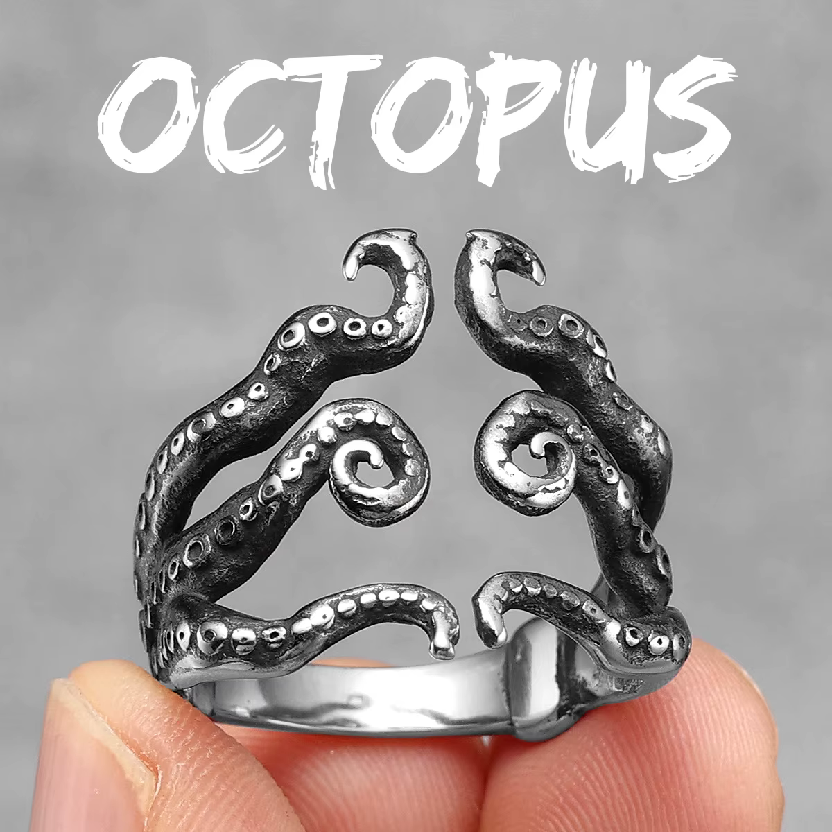 Bague tentacule poulpe pour hommes, gothique, en acier inoxydable, anneaux de fête, Rock océan, voil