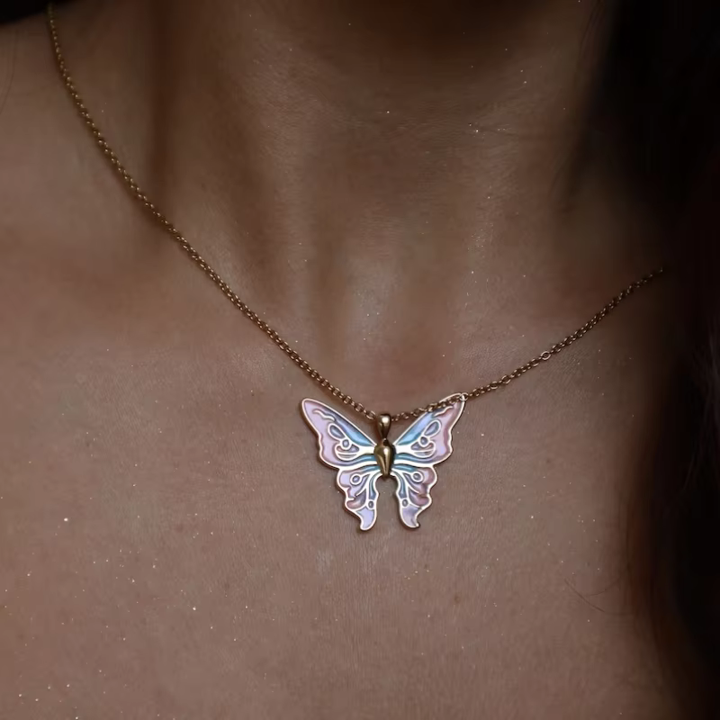 Collier pendentif papillon Fairytopia pour femme, bijoux rêveurs, colonne vertébrale, cadeaux d'anni