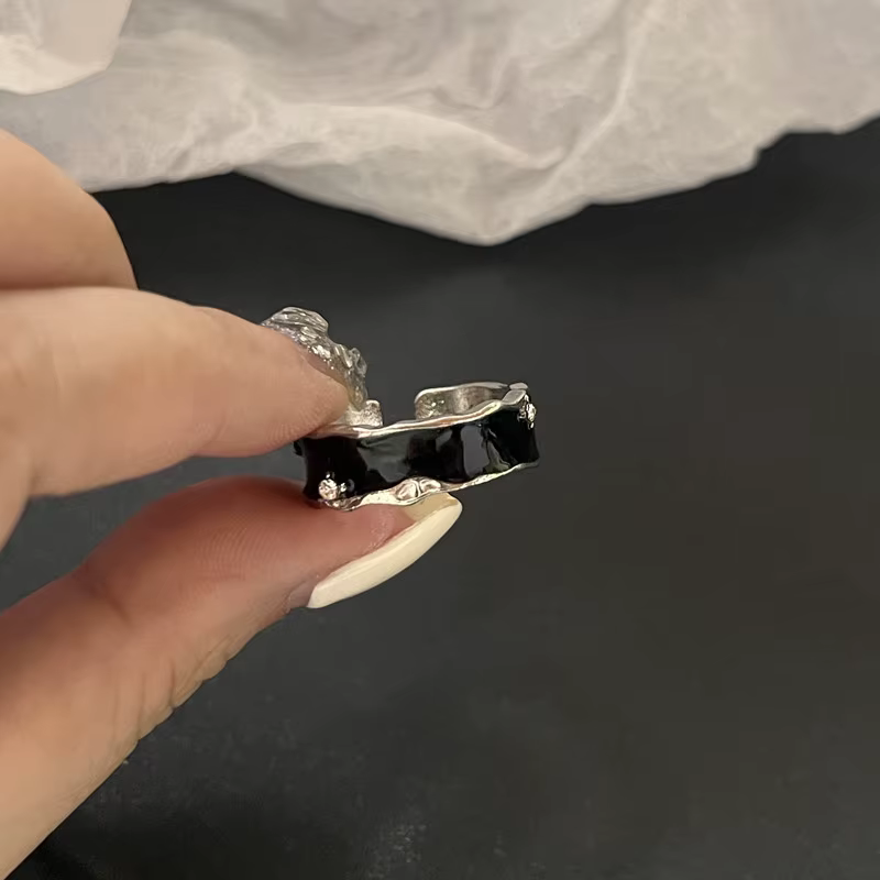 Bagues gothiques à la mode pour femmes et filles, anneau ouvert en cristal noir araignée, Hip Hop Pu