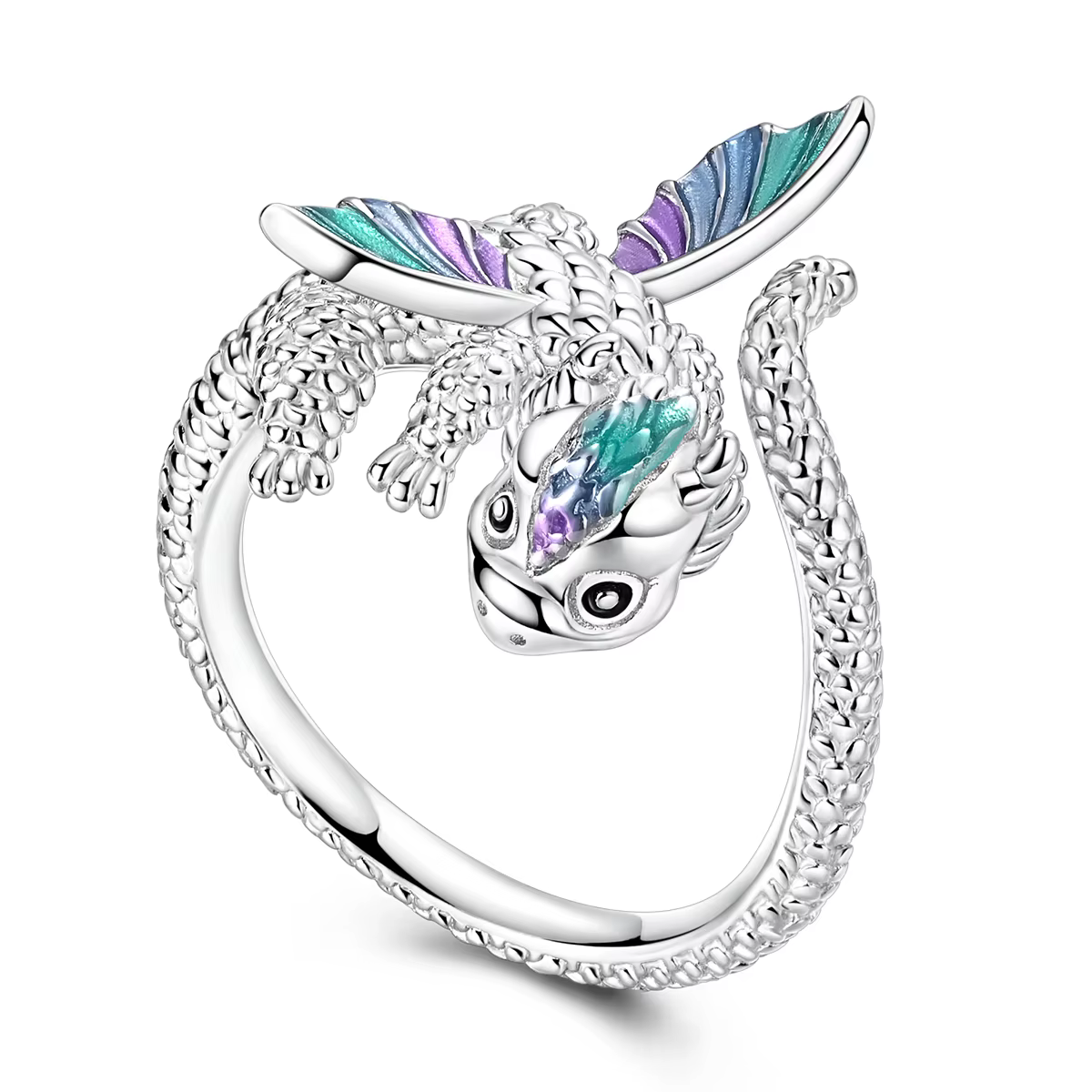 Bague originale en argent 925, bague ouverte Dragon de feu, adaptée aux femmes et aux filles, bijoux