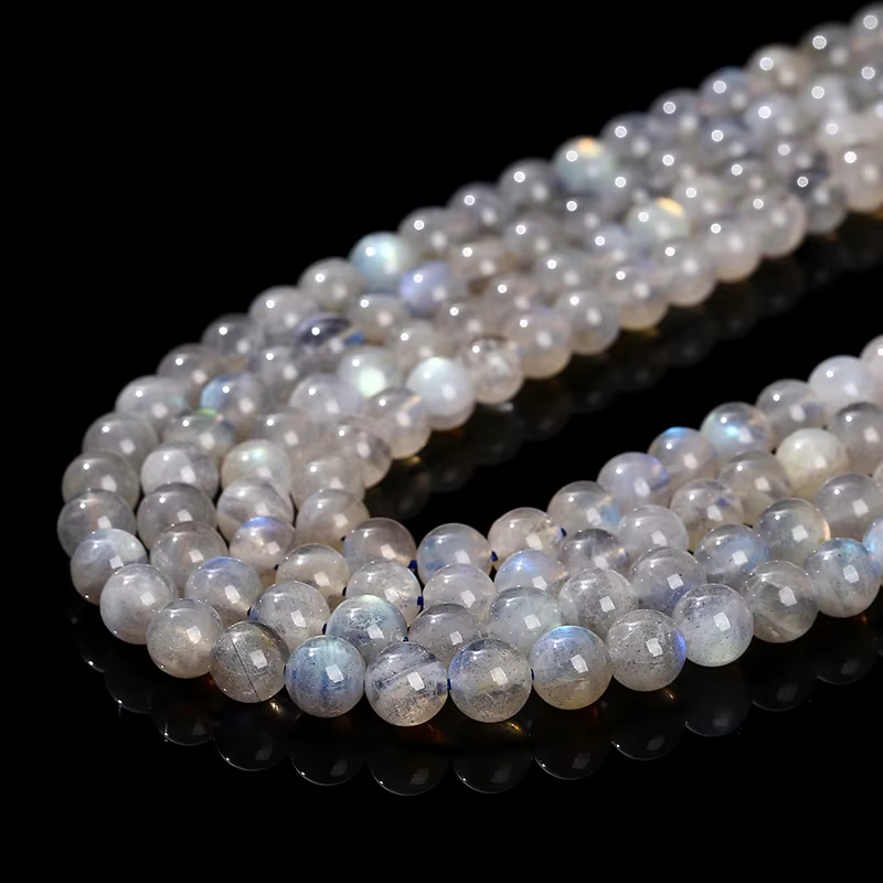 Pierre de lune grise naturelle 3A, Labradorite brillante, pierres précieuses fines 4 6 8 10mm pour l