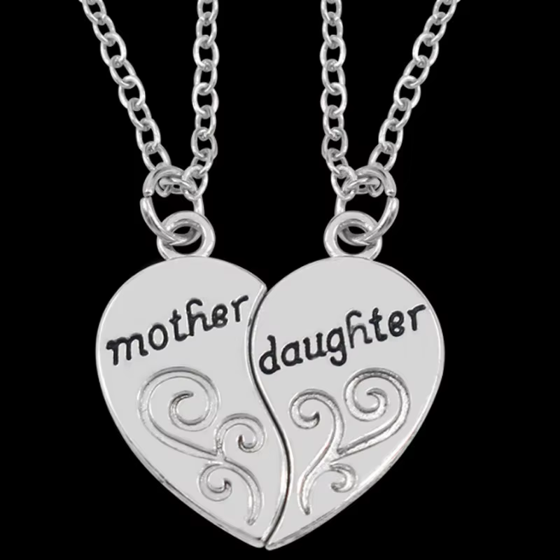 Collier Plaqué Argent Antique, Bijoux de Style Parent et Enfant, à la Mode, Belle Fille, Mère, Amour
