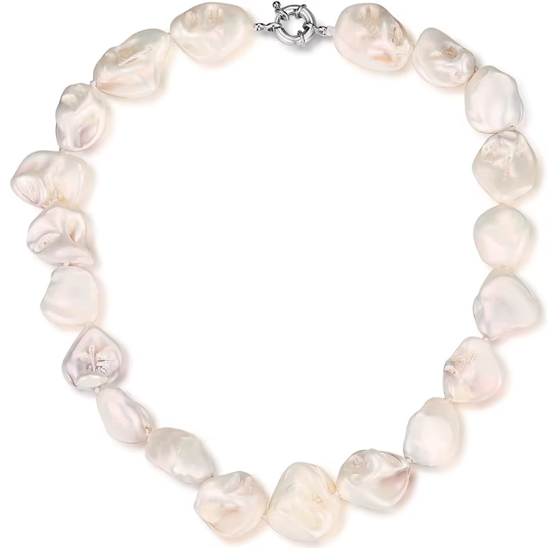 Collier ras du cou en perles pour femmes, style Boho, noir et blanc, grandes perles d'eau douce, col