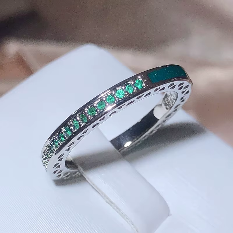 Bague goutte à goutte en émail Ultra-fin, Zircon émeraude creux, unisexe, Vintage, bijoux de fête, v