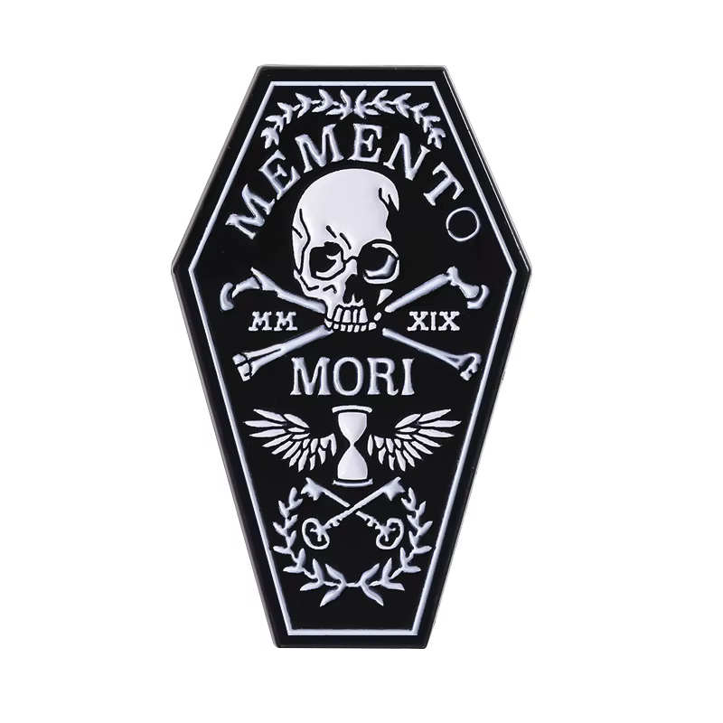 Memento Mori crâne émail broche gothique squelette cercueil Halloween broche revers sac à dos Badge 