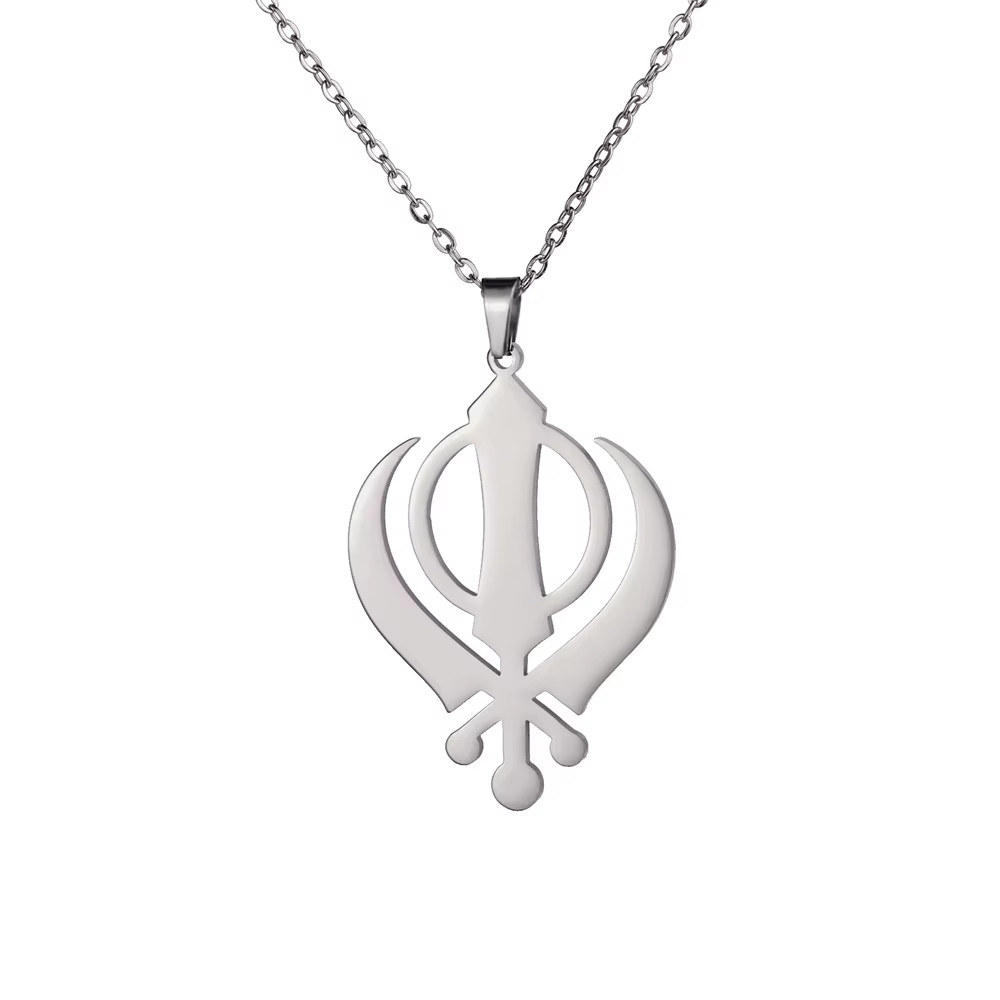 EUEAVAN Collier classique avec symbole du sikhisme pour femmes et hommes, en acier inoxydable, colli