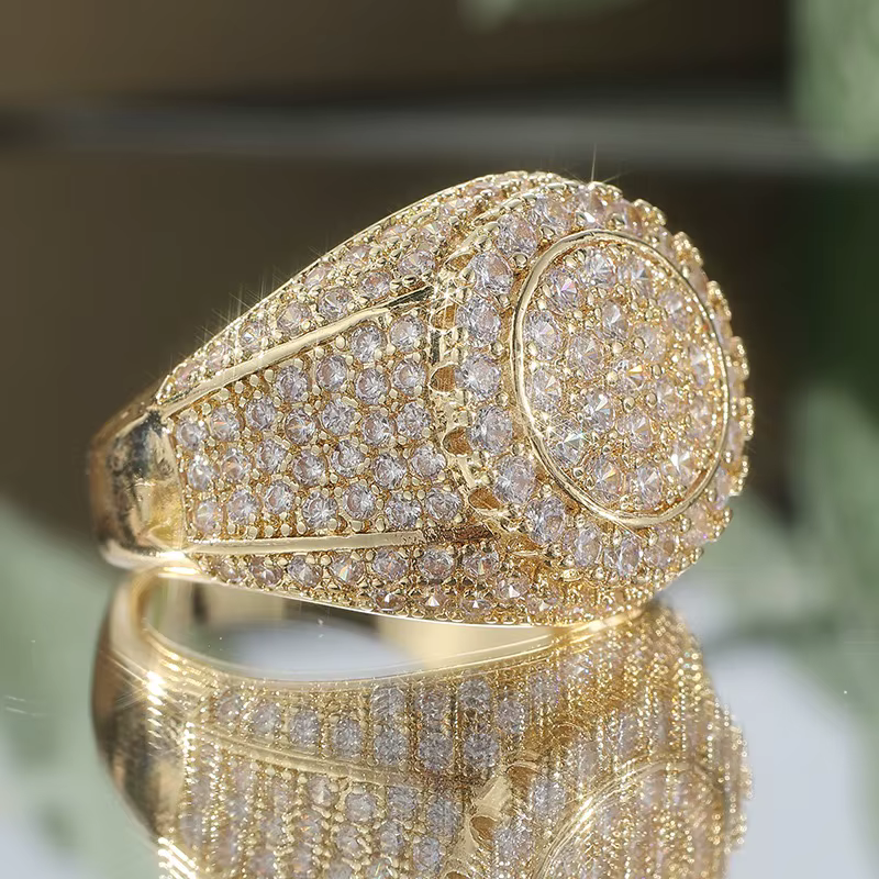 Bague de luxe pour femme en or incrusté de CZ blanc, bijou de mode géométrique pour le quotidien et 