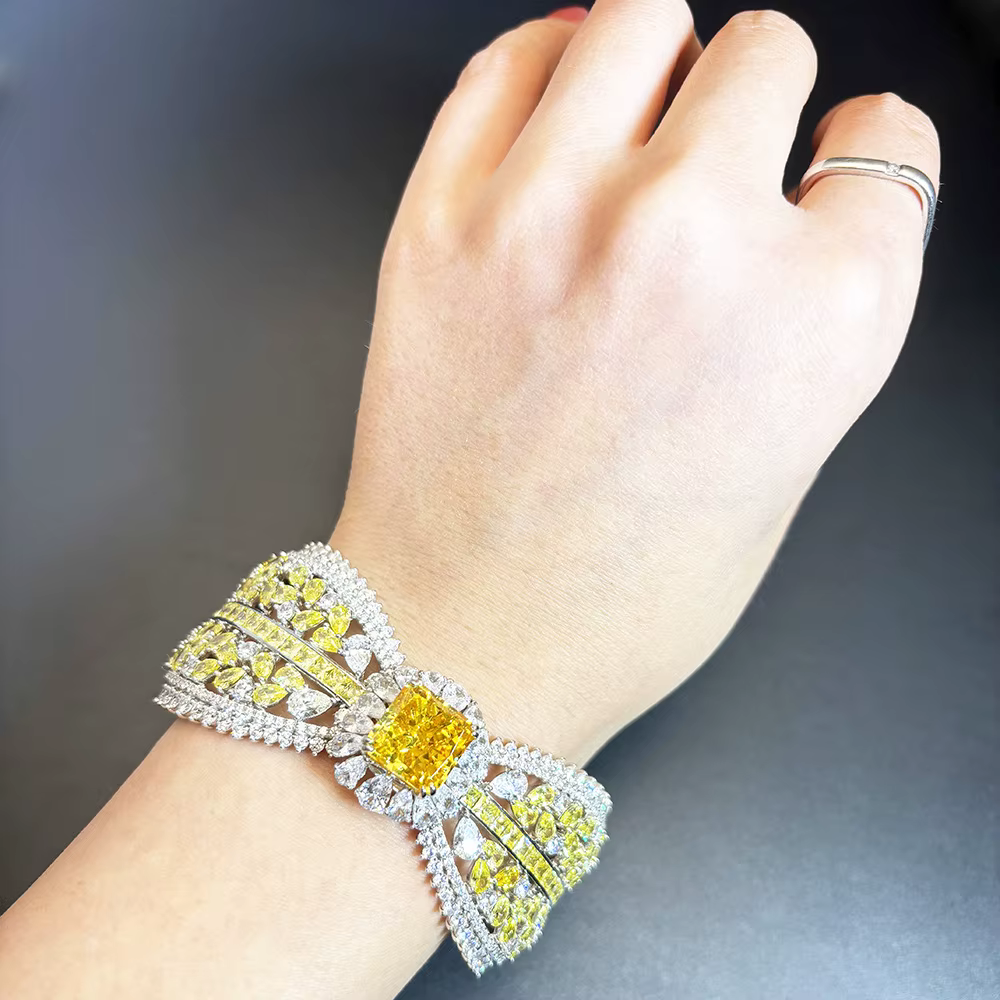 ZOCA – Bracelet en argent Sterling 925 pour femmes, nœud papillon, Zircon brillant, jaune 925, bijou
