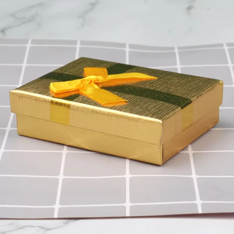 Ensemble de 12 boîtes cadeaux en carton pour bijoux avec nœud, boîtes d'emballage rectangulaires ave