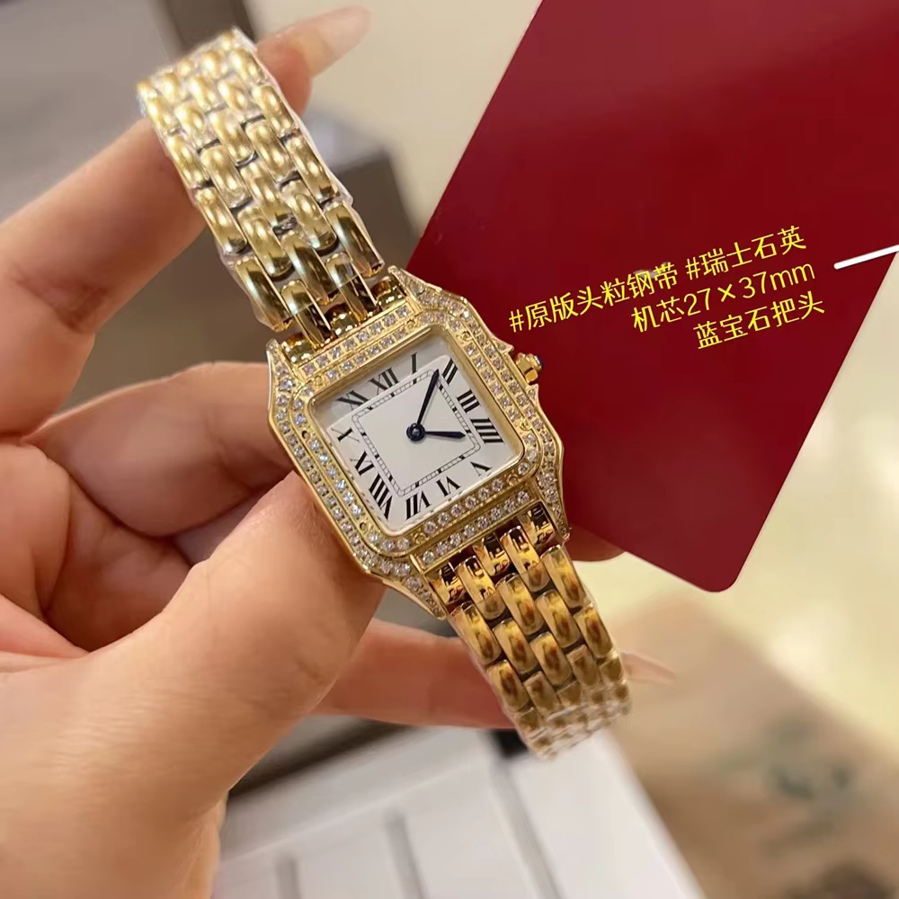 Montres-bracelets de marque pour femmes et filles, haute qualité, 27mm 22mm, style carré en cristal,