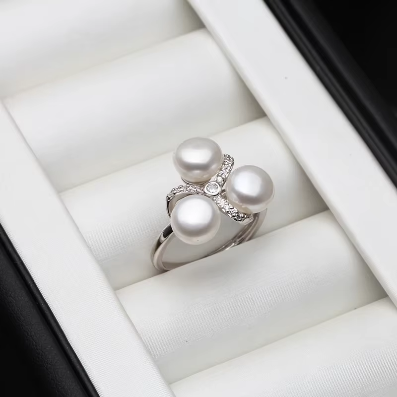 Bague de mariage en argent Sterling 925 avec perles pour femme, bagues en perles d'eau douce naturel