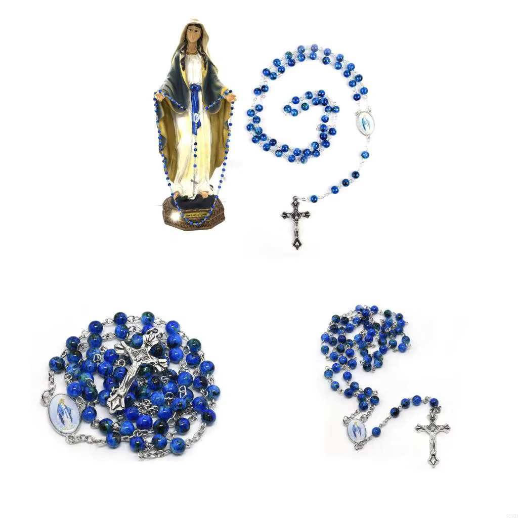 Collier chapelet catholique 62KD, pendentif, bijoux religieux à mode, baptême pour femmes