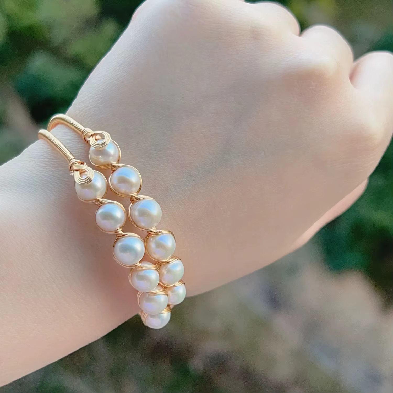Bracelet Double couche en perles d'eau douce naturelles, rempli d'or 14K, vente en gros, bijoux bon 