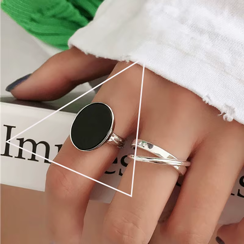 VENTFILLE 925 bagues en argent Sterling INS mode Hip Hop Vintage Couples lignes creuses Punk Thai ar