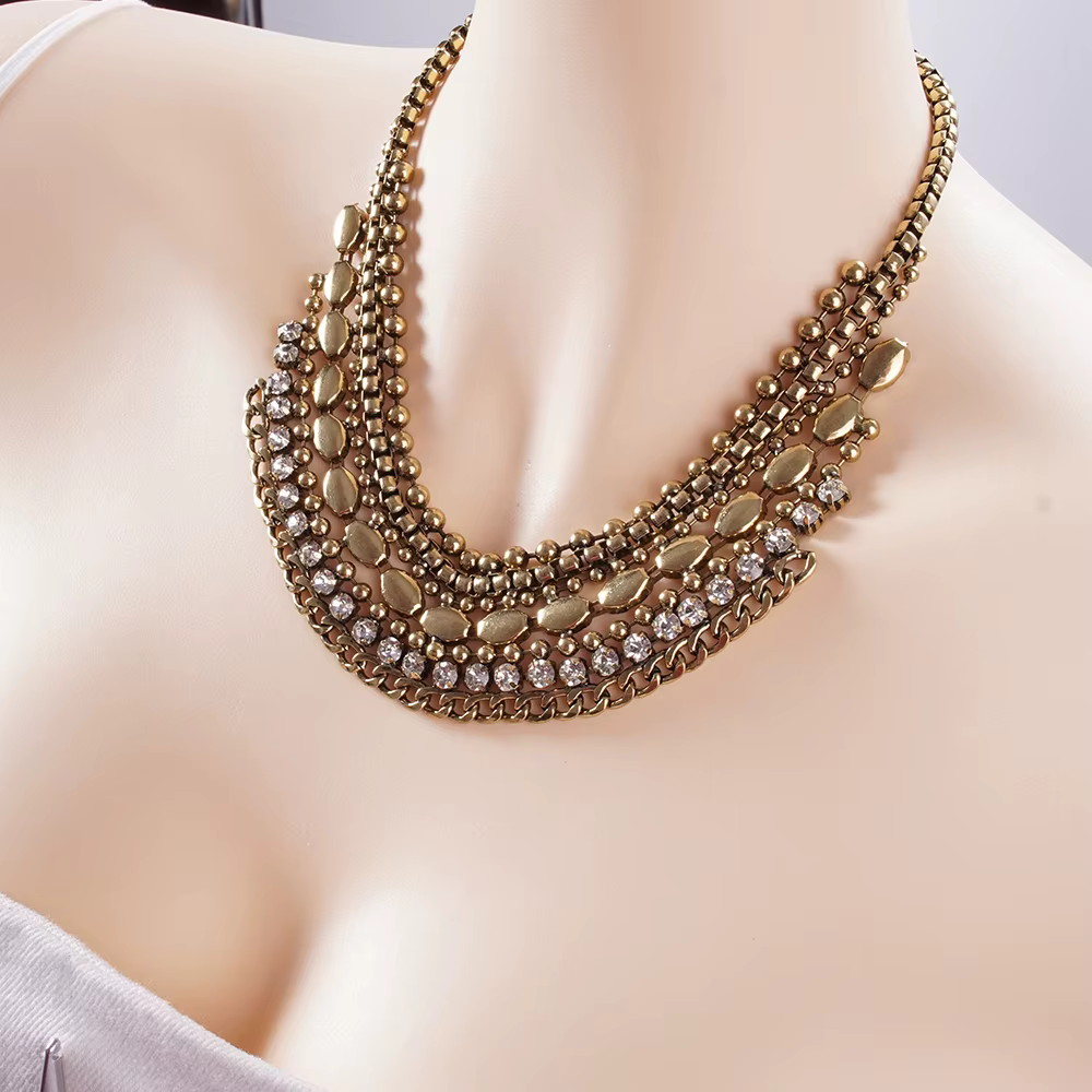 Collier de déclaration épais avec plusieurs breloques, bijoux de festival Maxi turc, décor géométriq