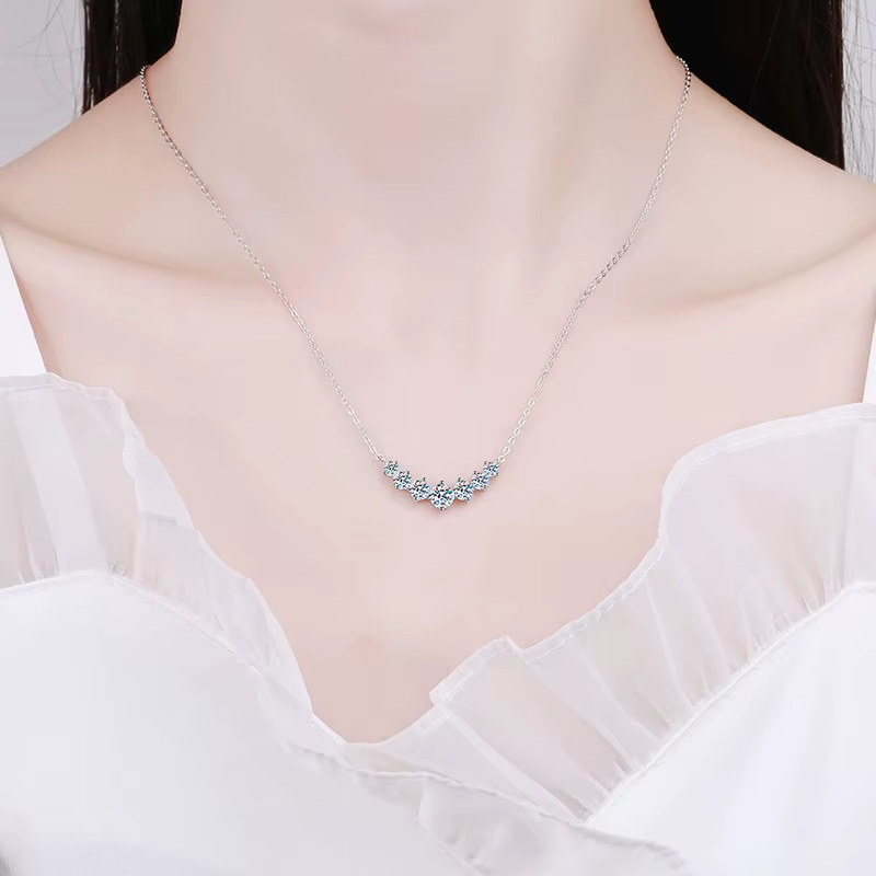 Collier Moissanite pour femme, bijoux fins de mariage avec certificats, plaqué argent Sterling 925,