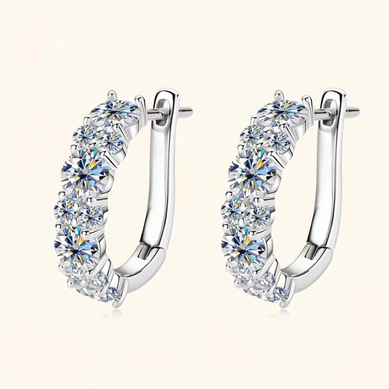 Boucles d'oreilles en argent sterling 925 avec moissanite couleur D 2,76 carats, créoles en moissani