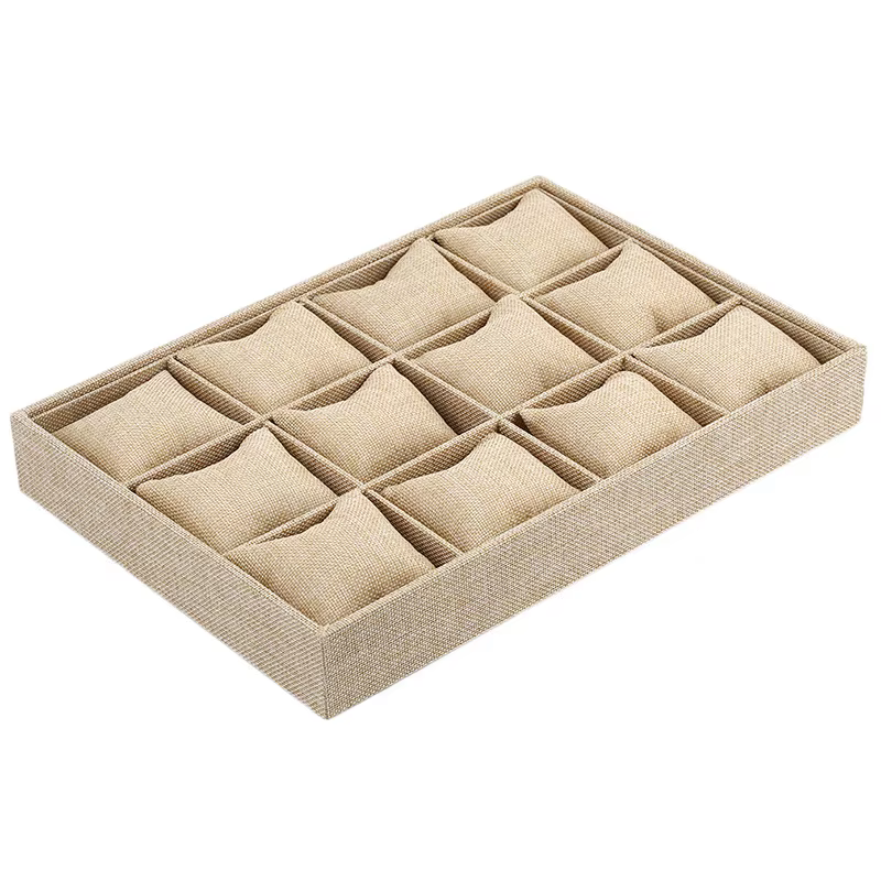 Organisateur de bijoux empilable en velours à 12 grilles, avec oreiller réglable, plateau d'expositi