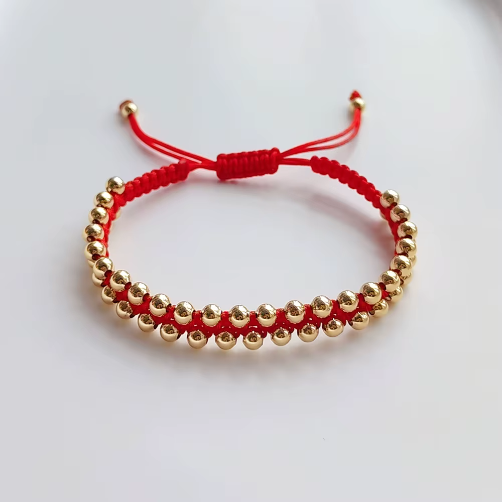 KKBEAD Bracelet tressé à la main Bijoux pour femmes 4mm haute qualité plaqué or perles Bracelets Bij