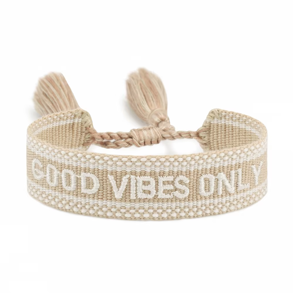 BON VIBES Bracelets brodés tissés Bracelet réglable cadeaux bijoux empilables
