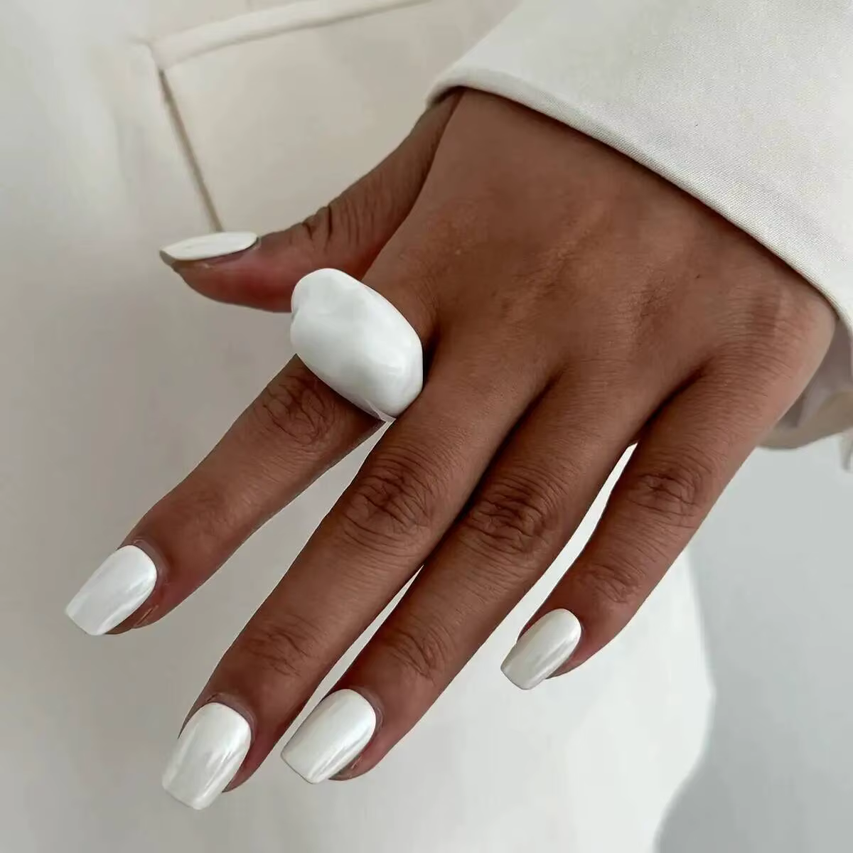 KunJoe – bague minimaliste en résine acrylique noir et blanc pour femmes, bague d'articulation irrég